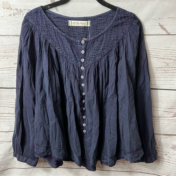 Nwt Free People We the Free Cool Meadow Top Navy - Picture 7 of 9
